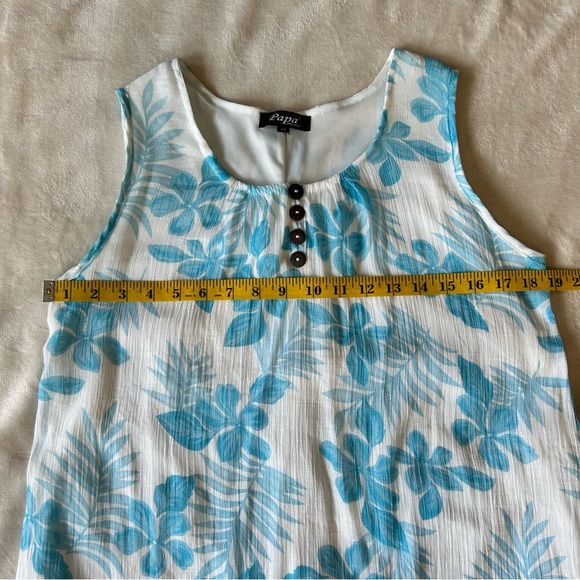 Papá Vancouver |Blue Floral Lined Mini Dress w/faux buttons, Size M resort wear - Picture 9 of 10